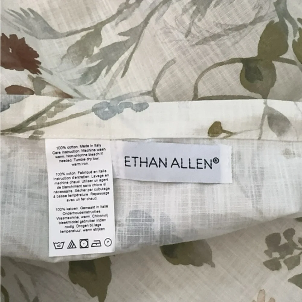 NEW Ethan Allen Country Floral Print Queen Duvet Cover & 2 Standard Shams Set‎